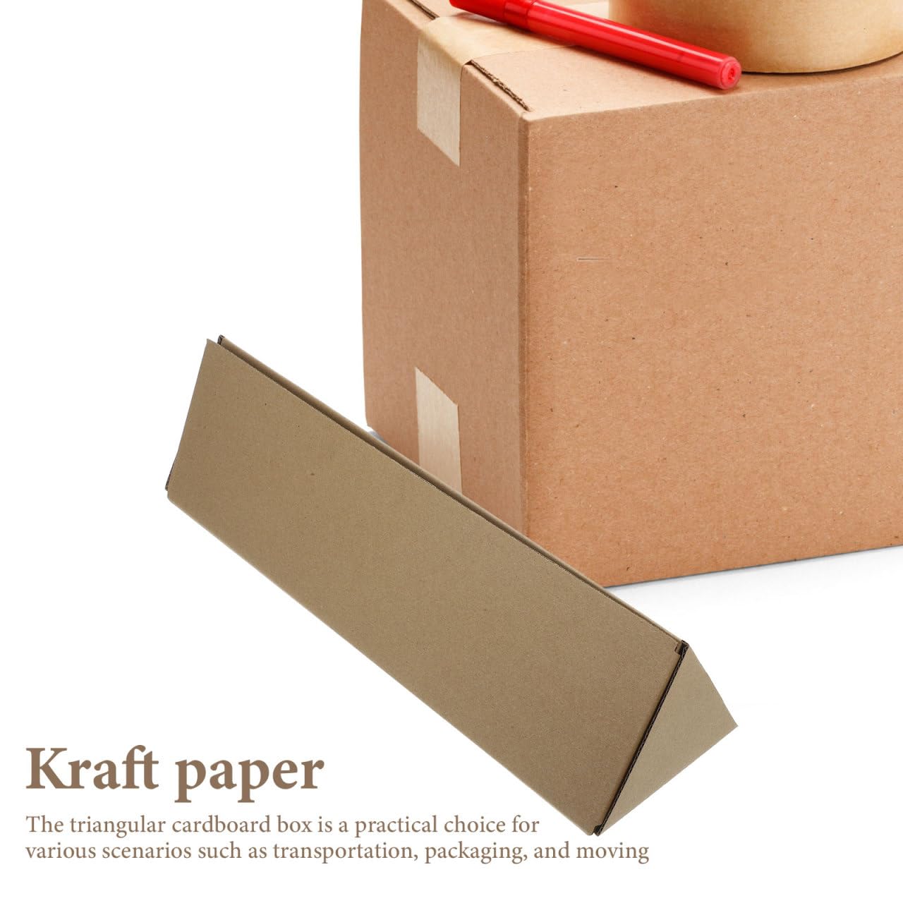 Lot de 10 tubes d'expédition triangulaires en papier kraft 7,6 x 7,6 x 35,6 cm pour expédition, emballage, envoi et commerce électronique S