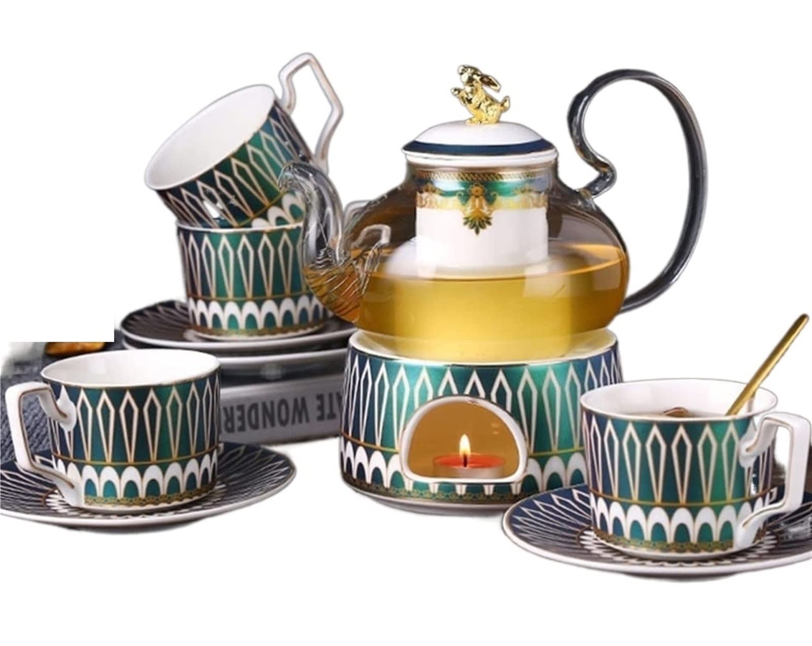 Vintage Angielski Ceramiczny Czajnik Kawowy Pot Set Puchar Spodek łyżka Zestaw Kości Chiny Herbata Cup Herbata Zestaw Kawy Zestaw