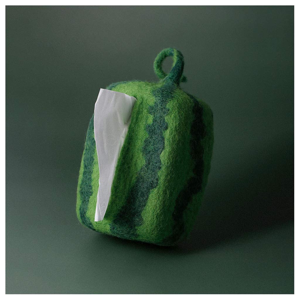 Scatole di tessuto, contenitore for scatola di immagazzinaggio, porta tovaglioli da tavolo, creativo fatto a mano anguria verde rettangolare tovagliolo scatola di immagazzinaggio desktop Storage box o