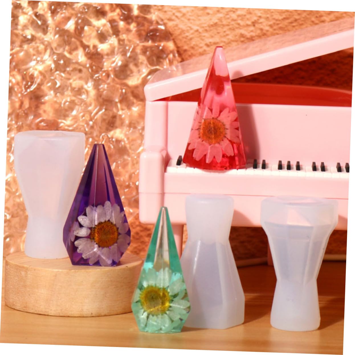 Uonlytech Molde De Silicona Para Soporte De Anillos Moldes Diy Para Velas Y Manualidades Desmoldeo Decoración Para Y Fiestas 4 Piezas X 5