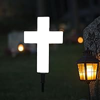 Vista 3 de Ragyzity Estaca de cruz solar para jardín, luces para exteriores, cruz solar para cementerio, estaca de luces cruzadas alimentadas por energía