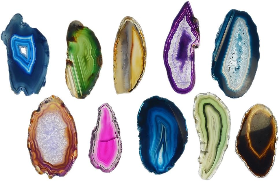 Fantasia Materials: 20 Pack of Assorted Undrilled Agate Slices - Grade 1-1.5" to 2" Avg.