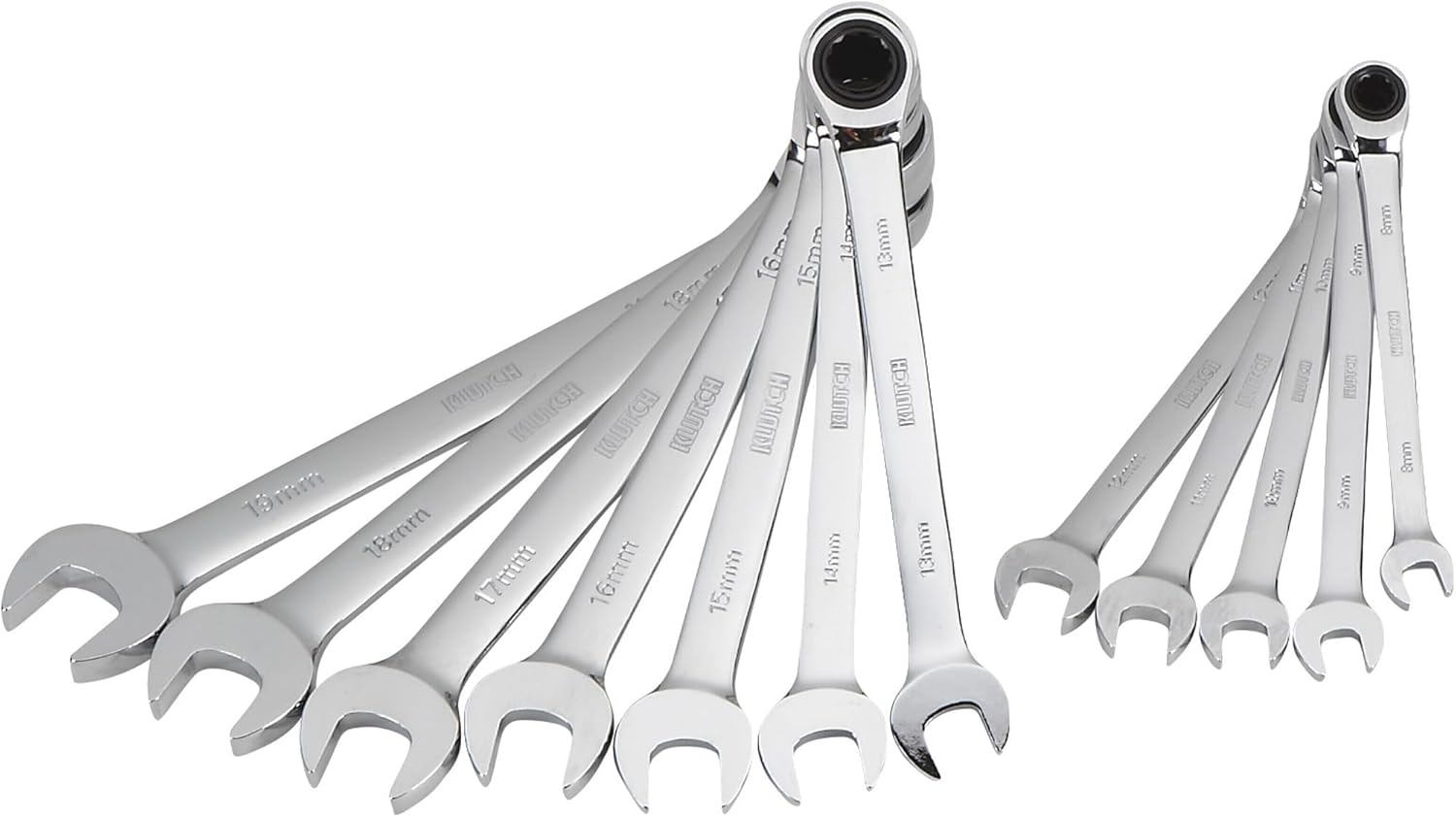 Klutch Ratcheting Wrench Set - 12-Pc Metric: 8-19mm