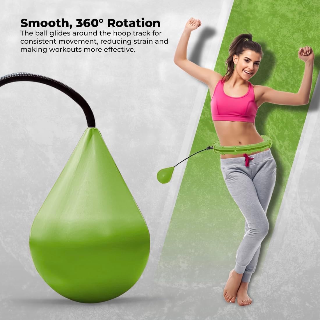 Active 100 Fitness Hula Hoops, Smart Weighted Hula Hoop for Adults, Adjustable Infinity Hoop with 360° Auto-Spinning Ball, Weight Loss Exercise Equipment for Home Use