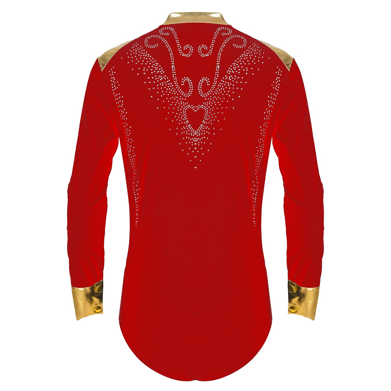 Sywiyi Body de danse standard à manches longues pour homme - Maillot latin Salsa Cha Cha - Chemise haut avec col en V - Costume de danse pour homme