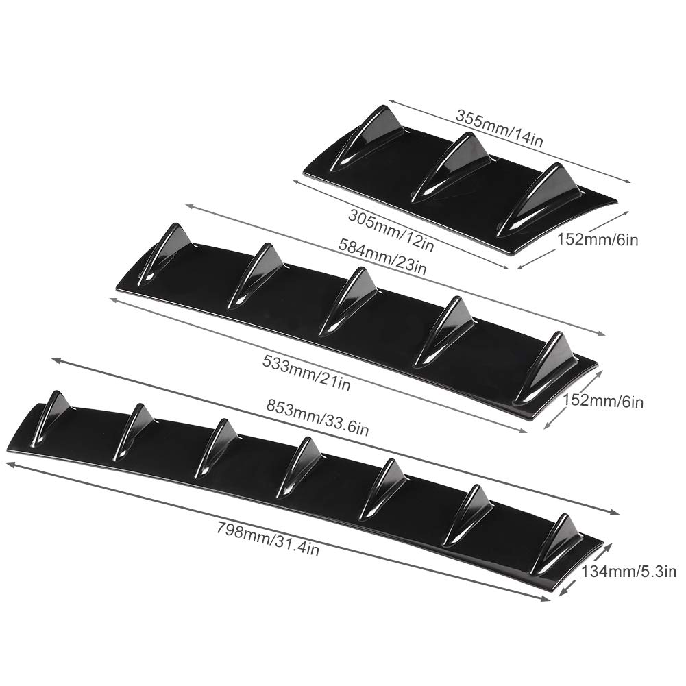 Spoiler Paraurti Posteriore, Universale Auto Paraurti Posteriore Telaio Shark Fin Spoiler Ala Labbro Diffusore, Nero Brillante(large)