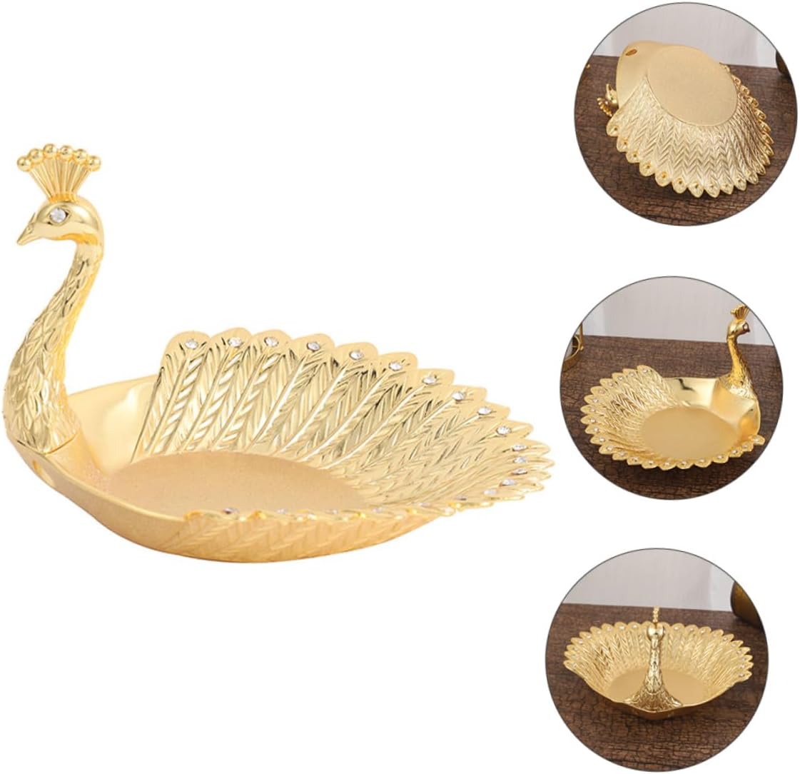 Elegant Feathered Snack Dish Decorative Fruit Platter Tray for Home Serving Candy Nuts Dried Fruit and Cookies Realistic Design Bright Color Luxury Tableware for Entertaining and