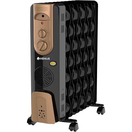 Venus 11 Fin Oil Filled Radiator Room HeaterBlack/Curved F