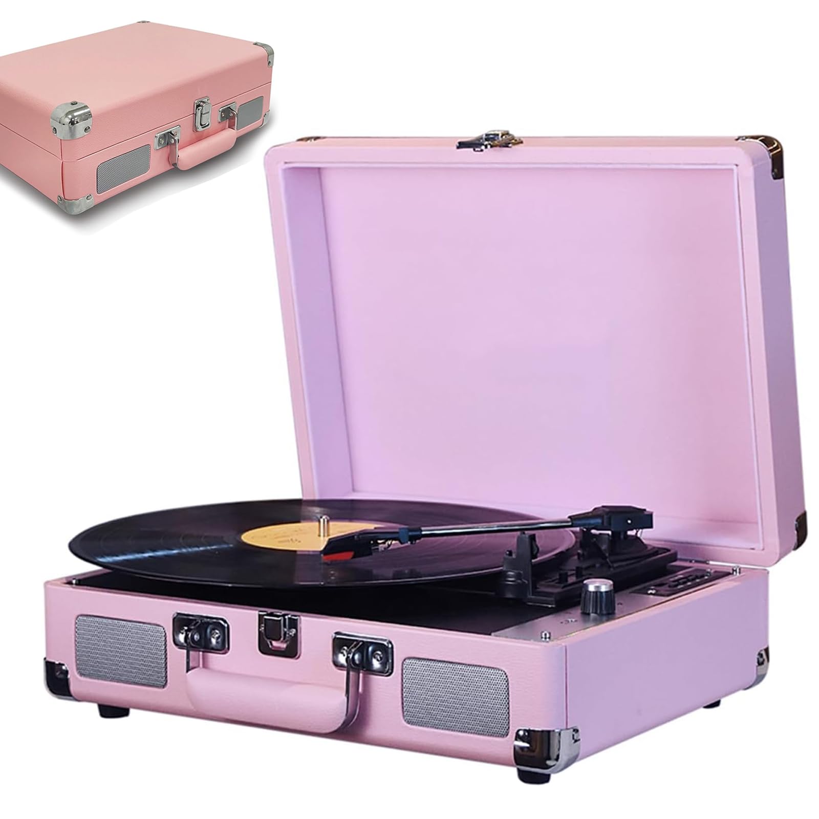 Giradischi vintage con altoparlanti integrati e registrazione USB, giradischi da 33/45/78 giri/min con ingresso da 3,5 mm per dischi in vinile da 7-12 pollici