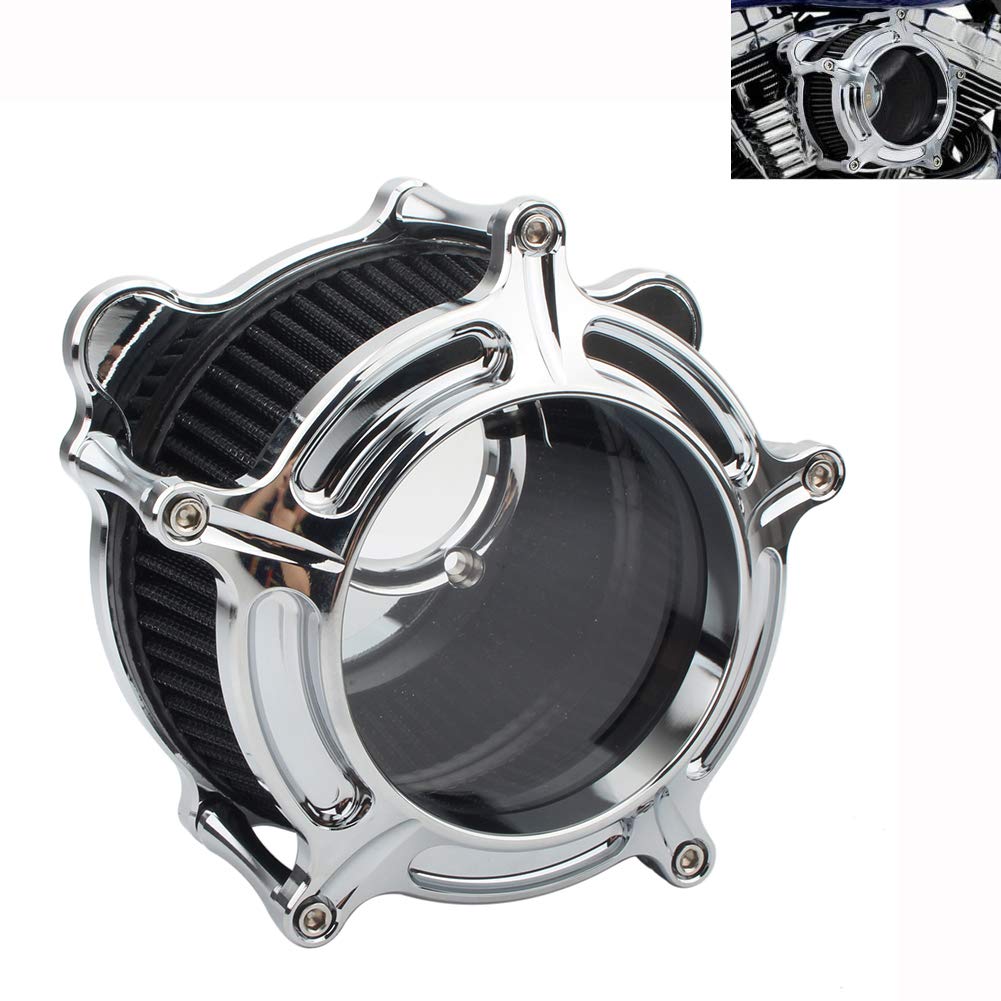Amazon | オートバイエアクリーナー吸気フィルターシステム クローム