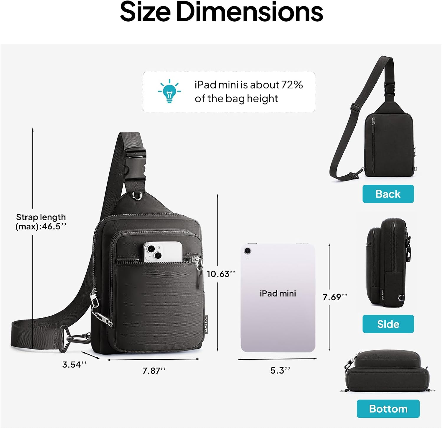 TOPEAST Anti-Theft Crossbody Bag with Water Bottle Pocket