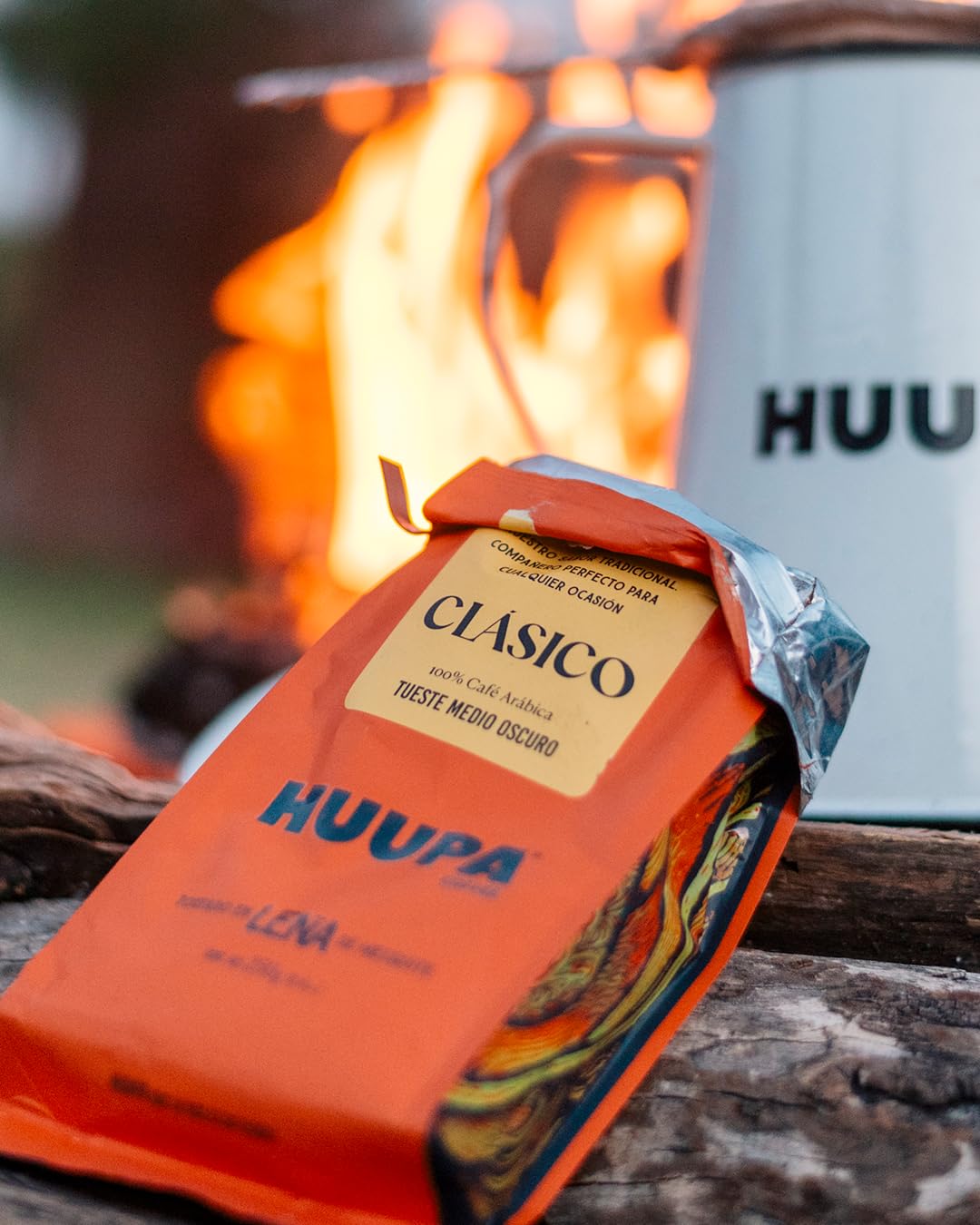 Huupa Coffee - Classic Wood-Fired Roasted Ground Coffee - 100% Arabica Bean - Medium-Dark Roast - CLASSIC 1lb