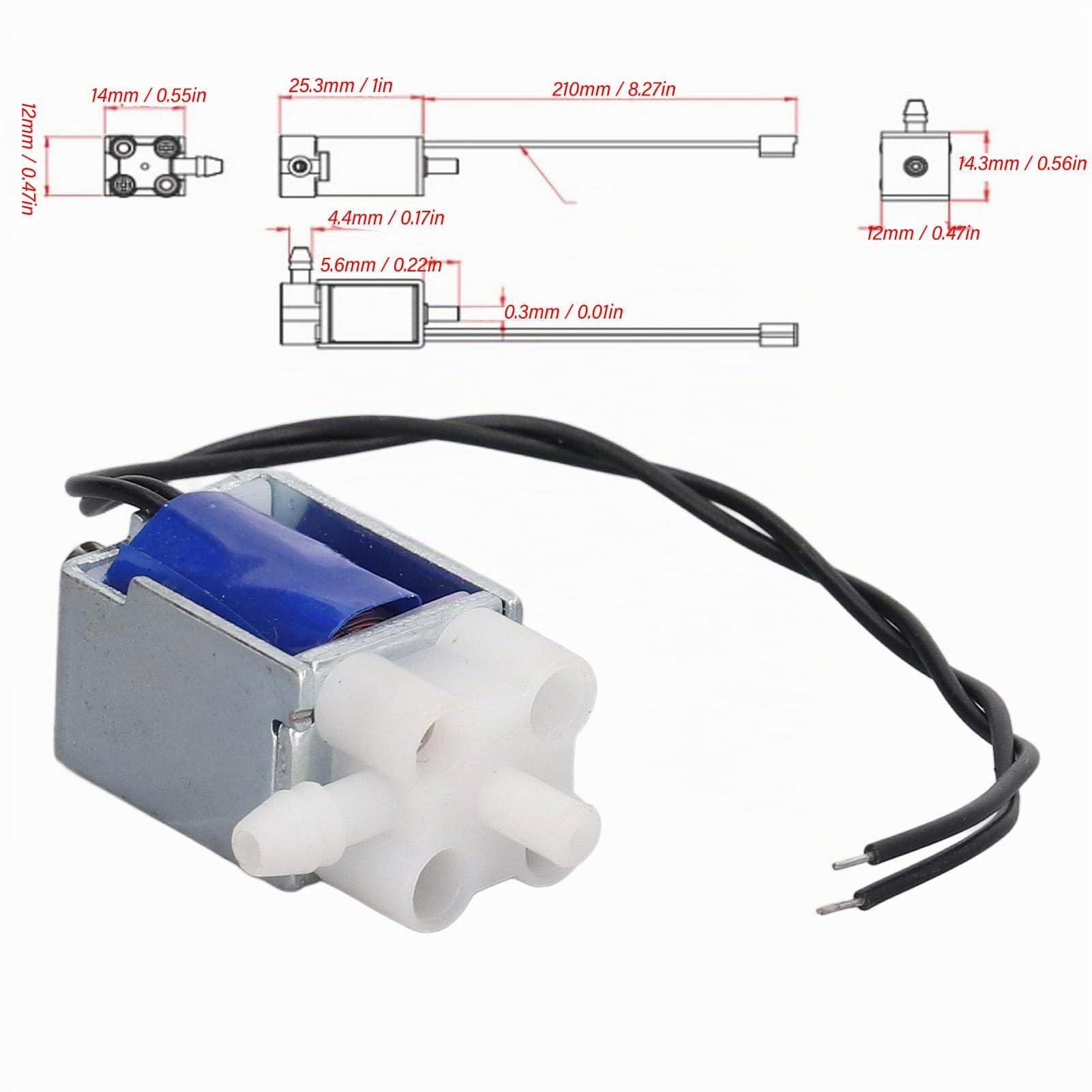 Mini électrovanne 2 positions 3 voies, 100mA 0,6W Soupape d'échappement électromagnétique Micro-électrovanne à réponse rapide Normalement ouverte pour Industrie, Laboratoire(DC 6V)