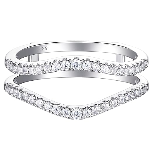 Newshe Jewellery Cubic Zirconia Curved Band