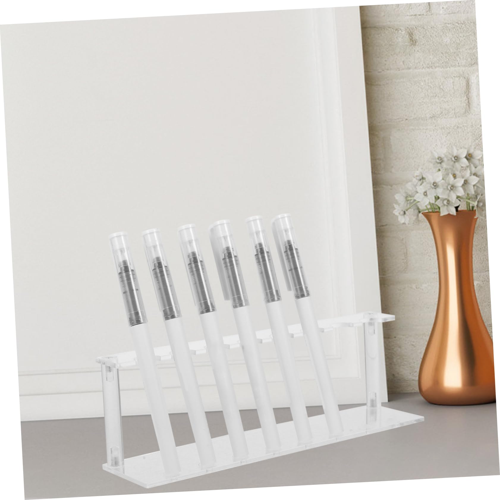 SECFOU 5sets Portapenne Trasparente Con Scomparti Per Cancelleria e Makeup Organizer Da Scrivania Elegante e Pratico