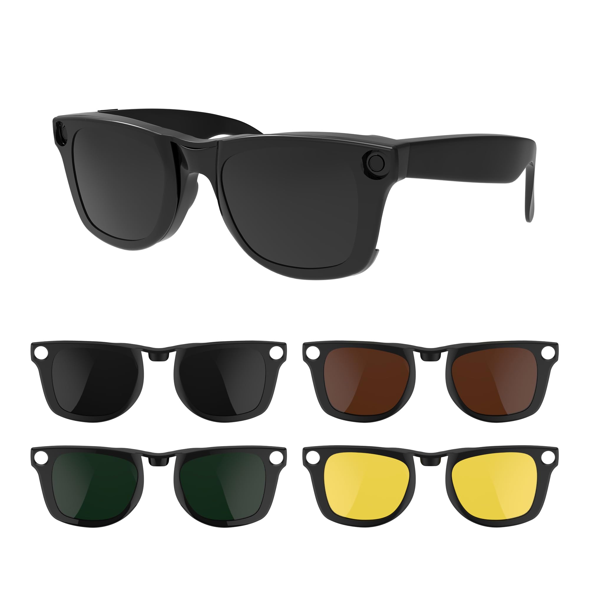 RCstyle 4Pcs Polarized Clip Compatible With Ray-Ban Meta Wayfarer Smart Glasses Color Changing Clip Set for Man and Woman Size L (Dark Green, Night Vision Yellow, Black, Brown), Dark Green, Night-image-19