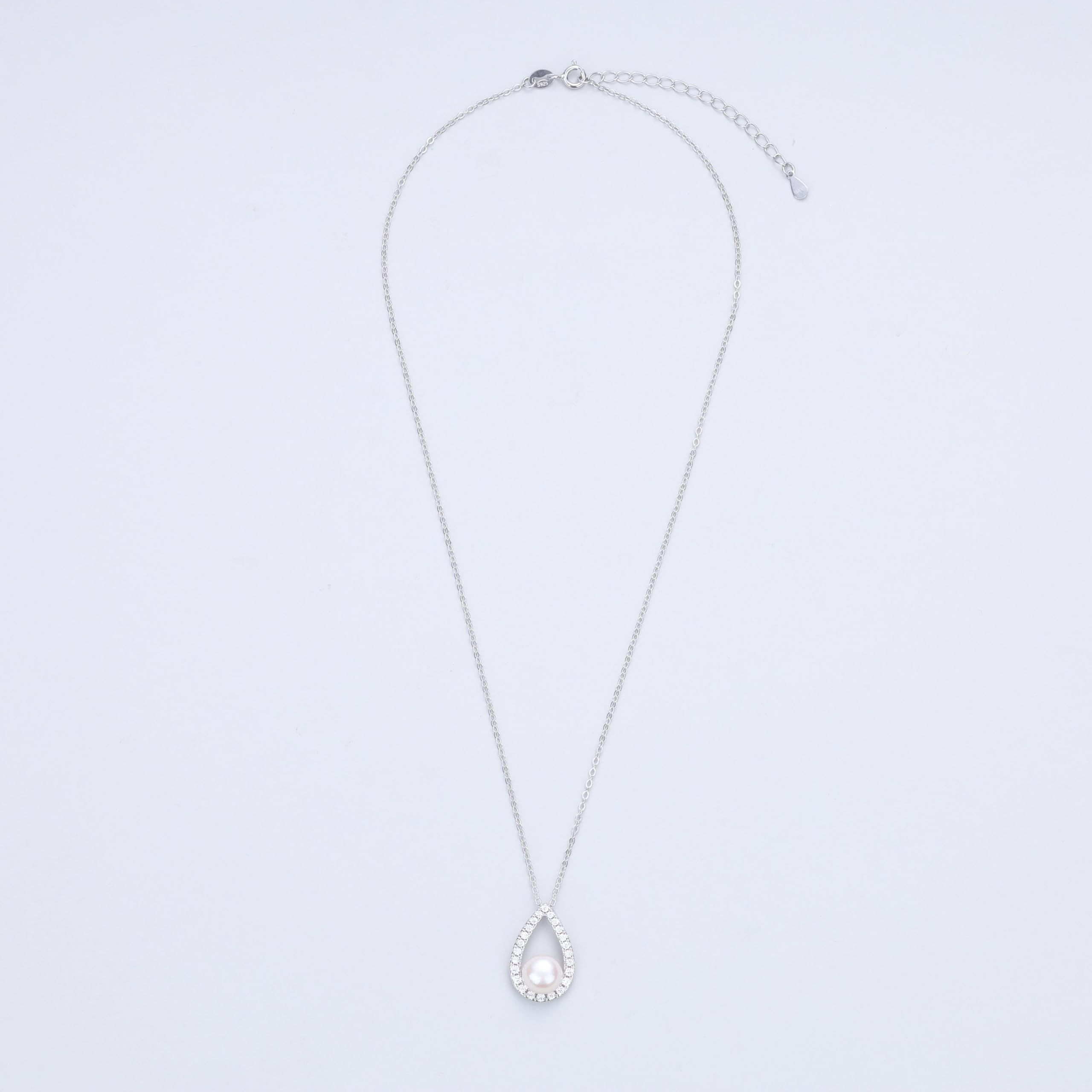 GAVU Collana Donna Argento 925 con Ciondolo Goccia con Perla Coltivata di Acqua Dolce