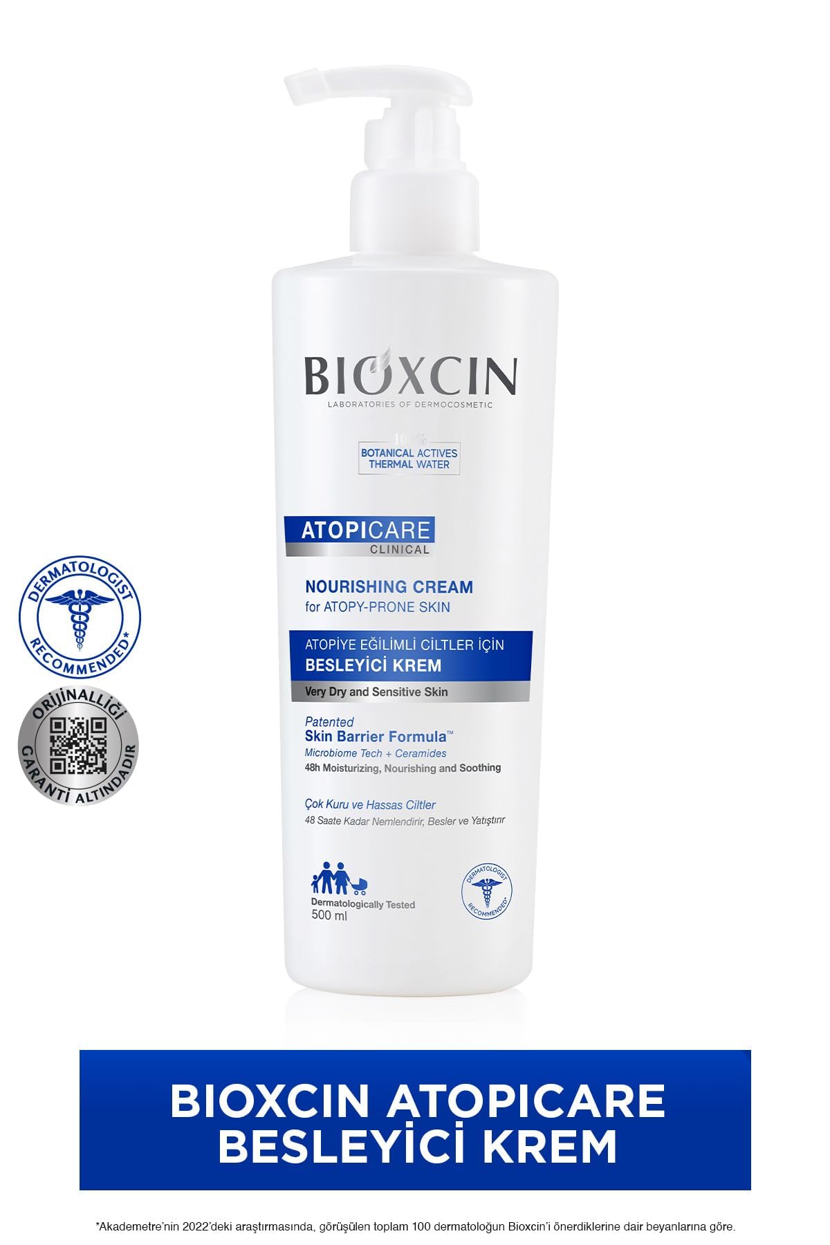 Bioxcin Atopicare Besleyici Krem – Atopiye Eğilimli ve Kuru Ciltler İçin – 500 ml – Seramid Kompleksli, Prebiyotik & Skualen İçerikli Nemlendirici Bakım Kremi