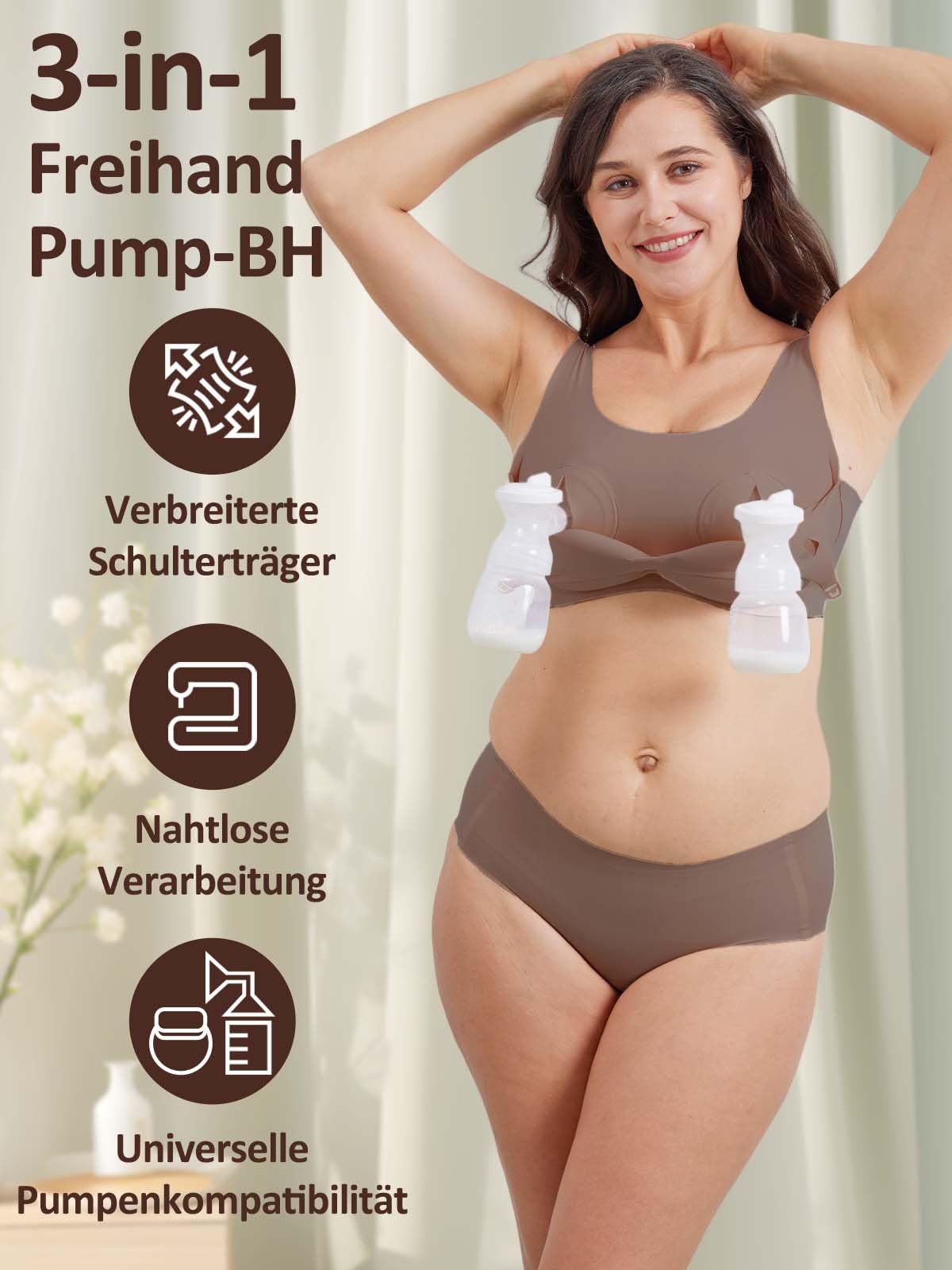 Reggiseno Allattamento Mani Libere, Doppio Strato e Sostegno Potenziato | Adatto per tiralatte, taglie S-4XL, coppe 3C-9E. Doppio uso estrazione latte e allattamento