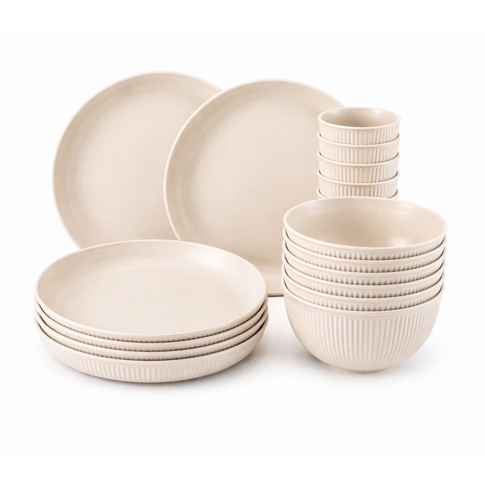 GREENSAPPIRE 18Pcs Plates and Bowls Set Camping Plates Unbreakable Dinner