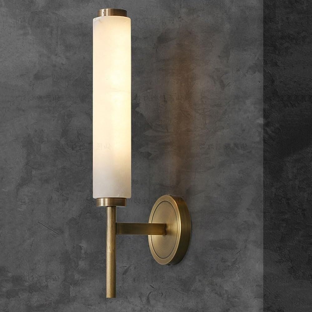 ASerZenith Brass Marble Wall Lamp Long Linear Wall Sconces Vanity Wall Light Compatible With Living Room Hallway Hotels