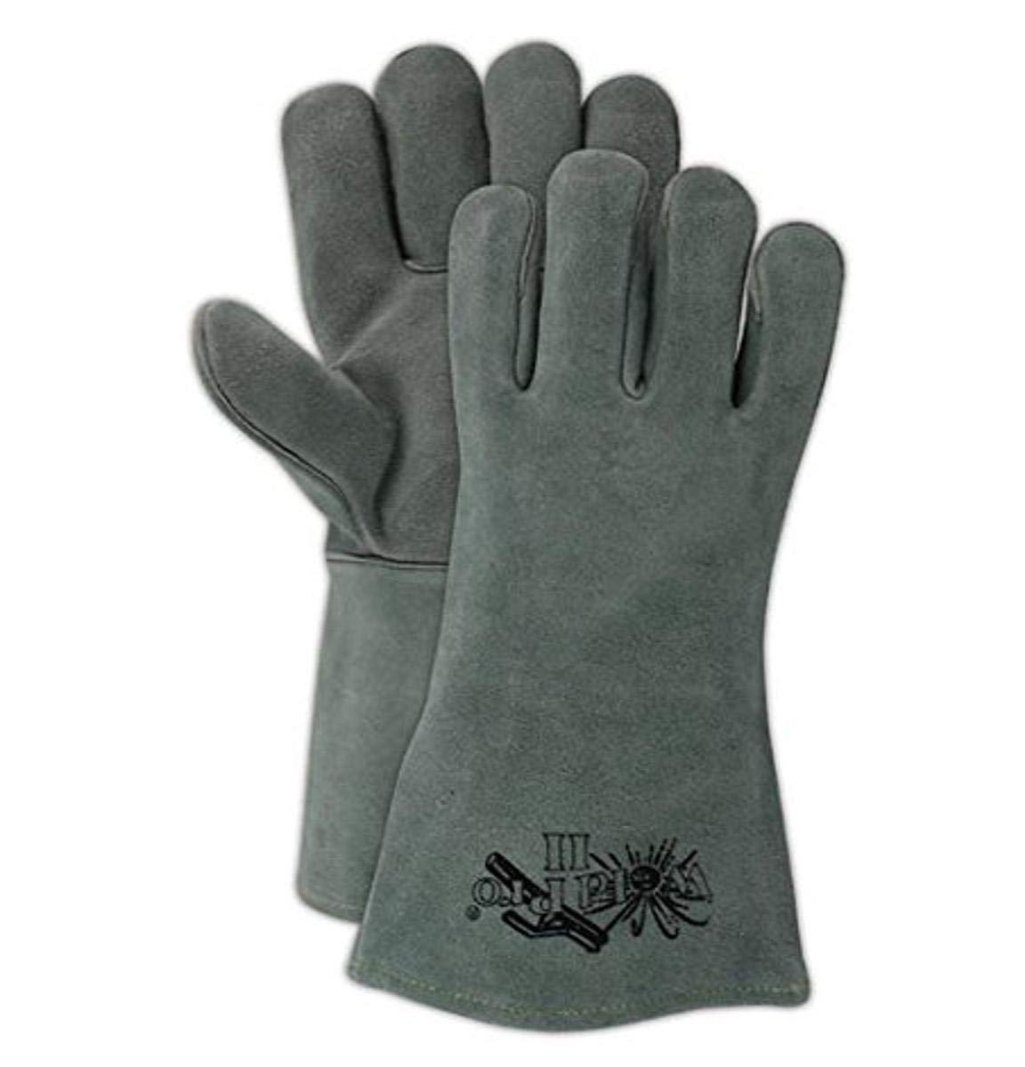 MAGID M6700FHL Weld Pro Green Side Split Full Leather Welder's Gloves, Leather, X-Large, Grey (Pack of 12)