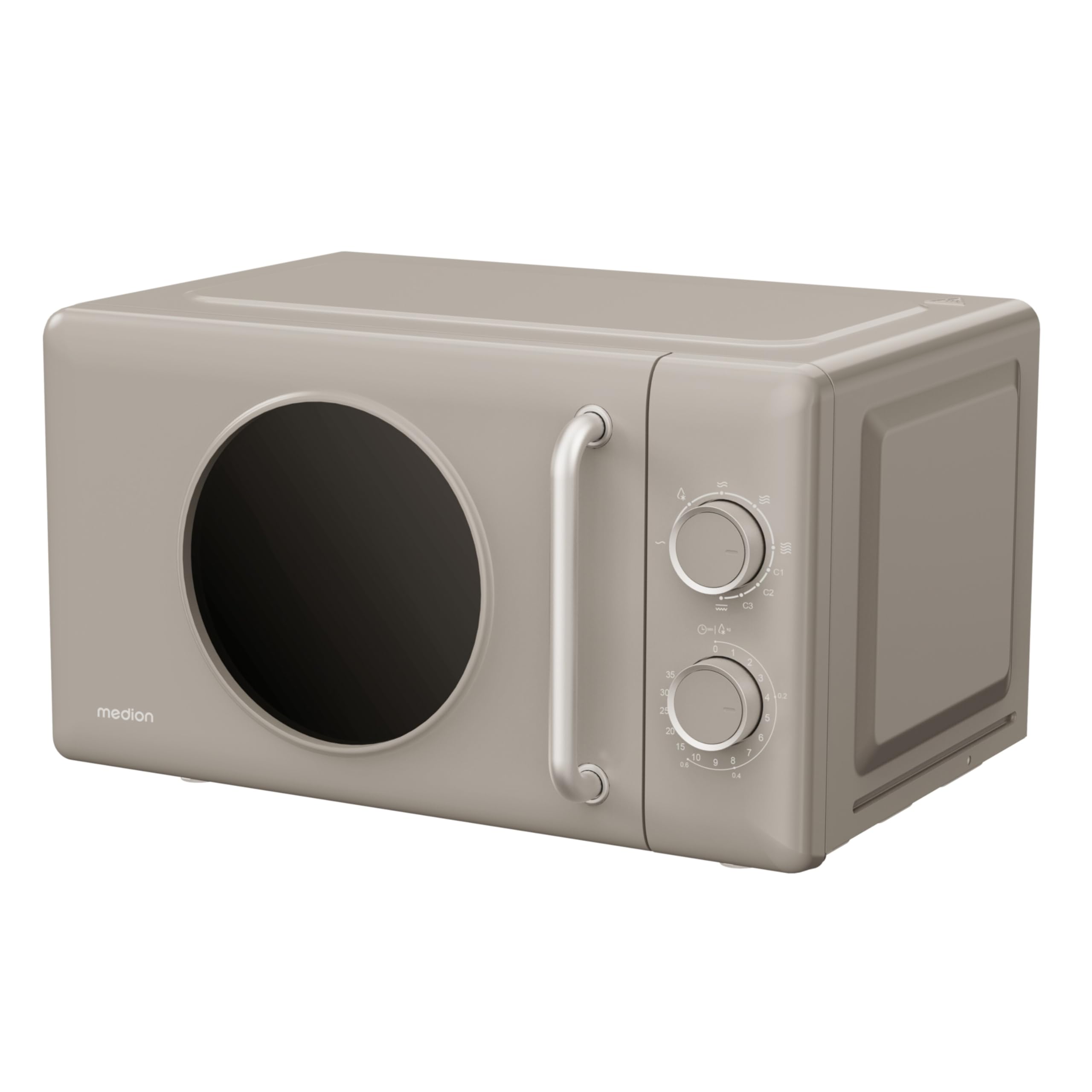 MEDION Retro Mikrowelle mit Grill klein (20 Liter kompakt, 800 Watt, 5 Mikrowellenstufen, 3 Kombi Programme, Timer, Auftaufunktion, MD100119) sand beige