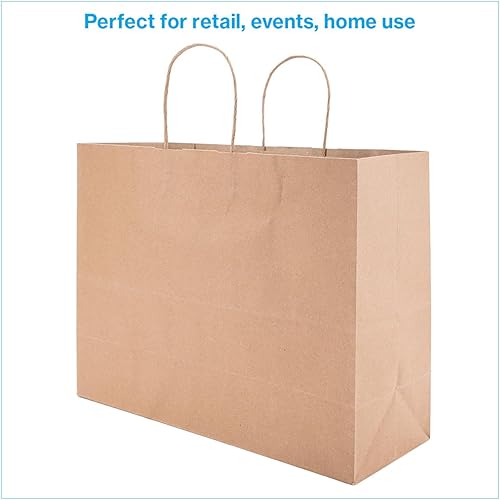 Miniatura 2 de SSWBasics Bolsa de compras de papel kraft marrón – Grande (16 pulgadas de largo x 6 pulgadas de profundidad x 12 ½ pulgadas de alto) – Caja de 100 –