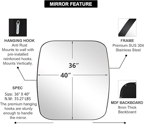 Miniatura 141 de ANDY STAR Espejos ovalados dorados para baño, espejo de pared oblongo, con marco de metal dorado cepillado de 24 x 36 pulgadas, espejo de tocador
