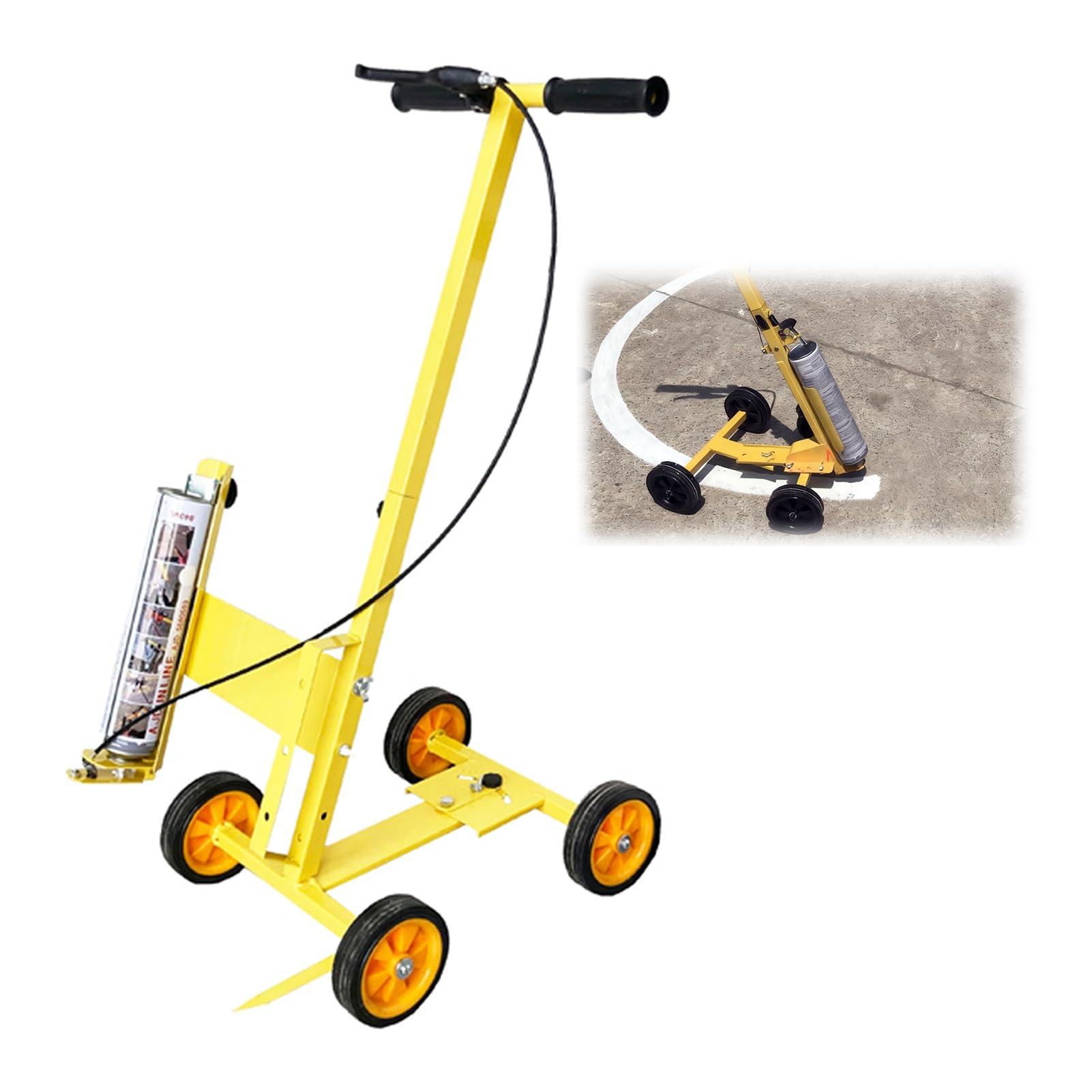 GTHTUHFD Line Marker Machine, Walk Behind 2-5 7/8 Inches Parking Lot Striper For Straight And Curved Lines Yellow