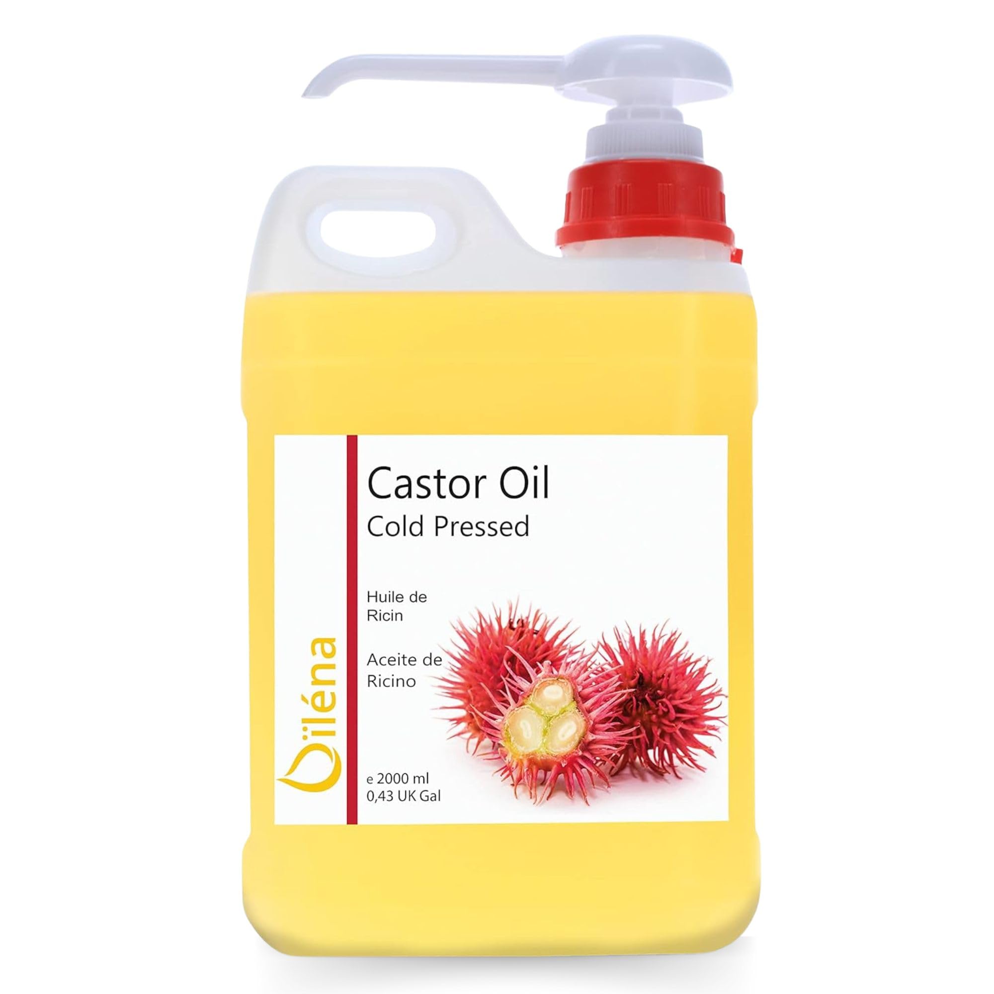 Aceite Ricino Puro, Castor Oil, Acelera Crecimiento Cabello, Pestañas, Barba y Uñas. Sérum Anticaída Pelo Hombre y Mujer 100% Vegano - 5000 ml 5 L