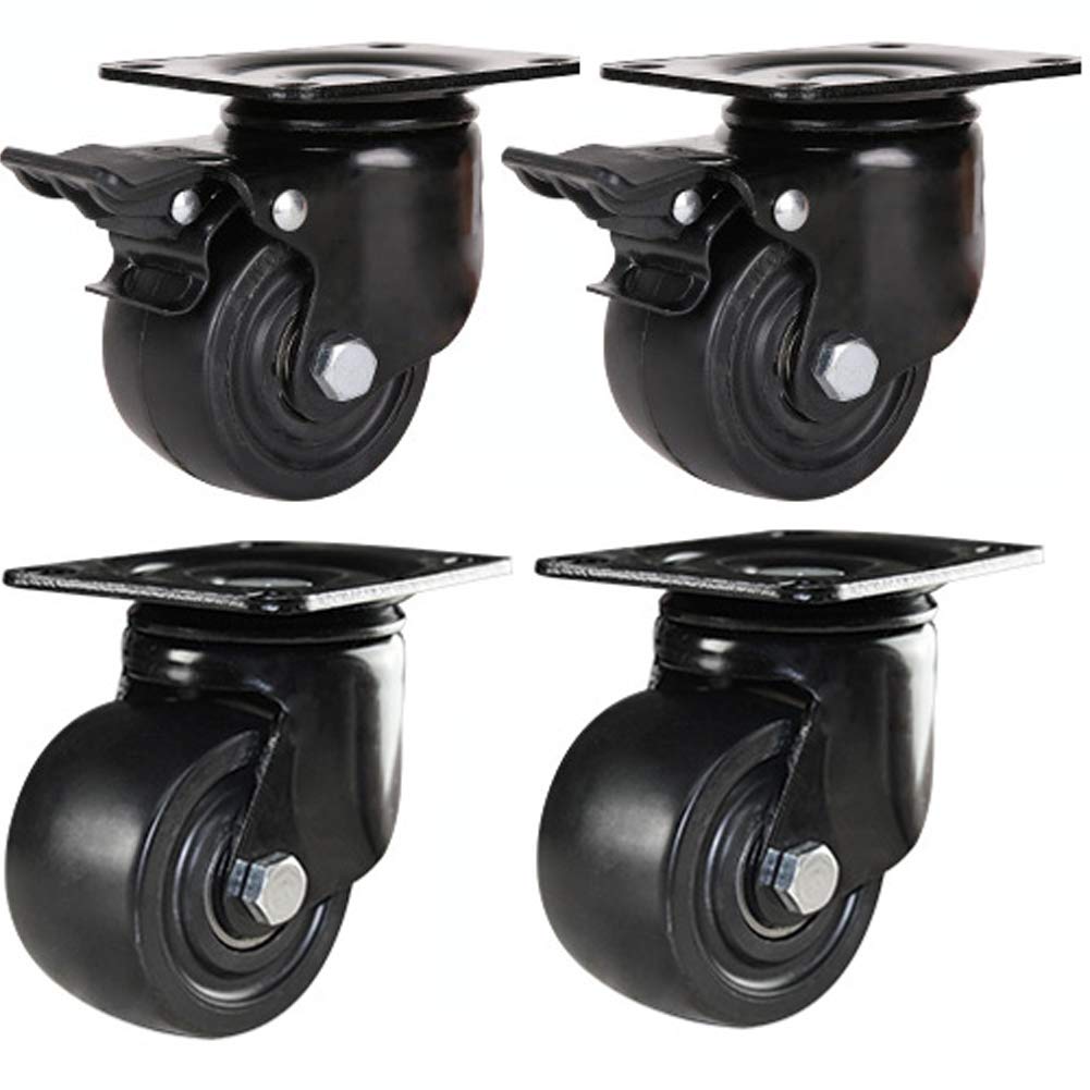GBRJUYF Heavy Duty Nylon Caster Wheels 1.5" & 2.5" - 320kg & 1000kg Load Capacity, Silent Swivel Casters with Brake, Set of 4 for Industrial Use