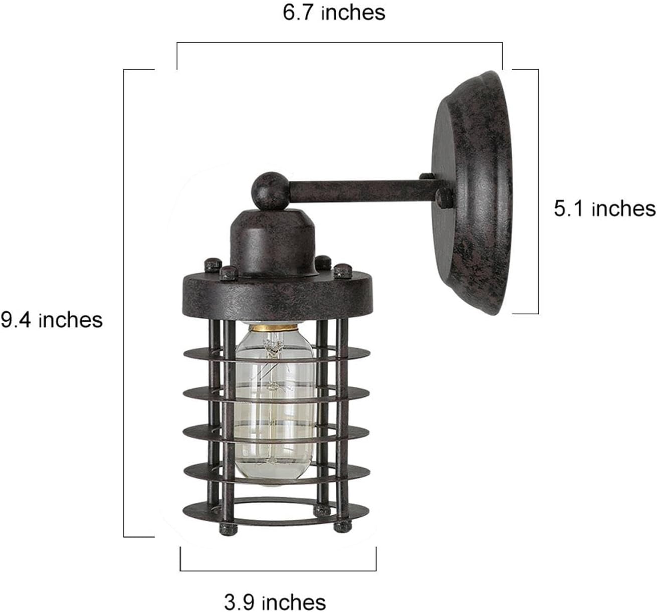 LOG BARN Farmhouse Cage Wall Sconces, Industrial Wall Mounted Lights, Rustic Wall Lighting Fixture for Bedroom, Living Room