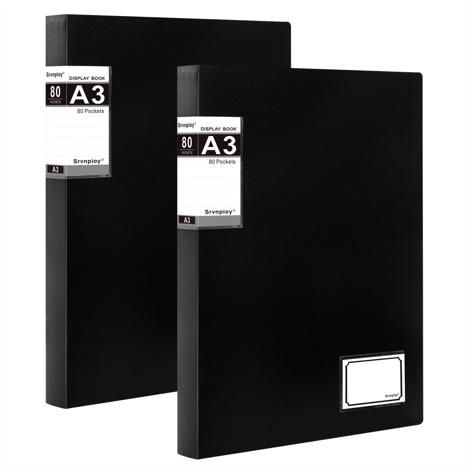 Srvnpioy 2 Pack A3 Display Book with 80 Pockets (160 Sheets Capacity), A3 Portfolio Presentation Book for Artwork Drawing