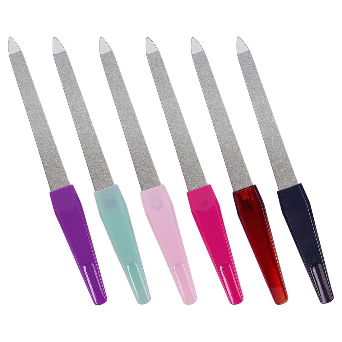 Stainless Steel Nail File kit 6 Units Durable Manicure Tools with Pointed Tips Non-Slip Grip