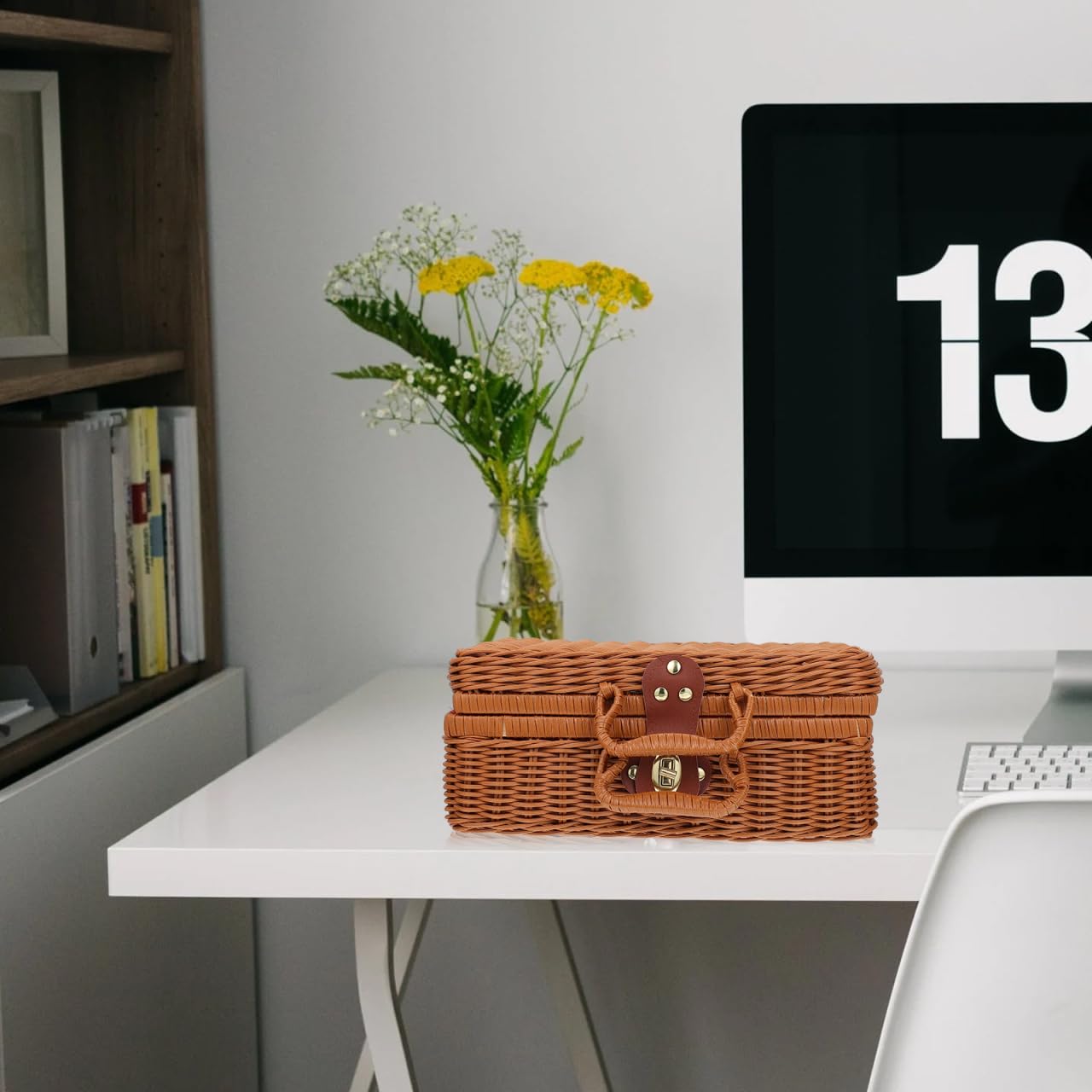 Tomaibaby Geflochtener Nachahmung Rattan Koffer Mit Schloss Und Auskleidung Kompakter Handgewebter Koffer Für Aufbewahrung Picknick Und Garten 12X8X4 Zoll
