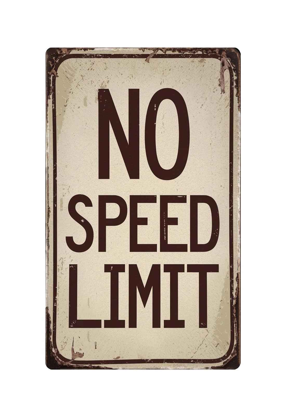 HDKYSWBUEJ Funny No Speed Limit Metal Tin Sign Vintage Street Sign for Garage Man Cave Wall Decor 8 X 12 inch