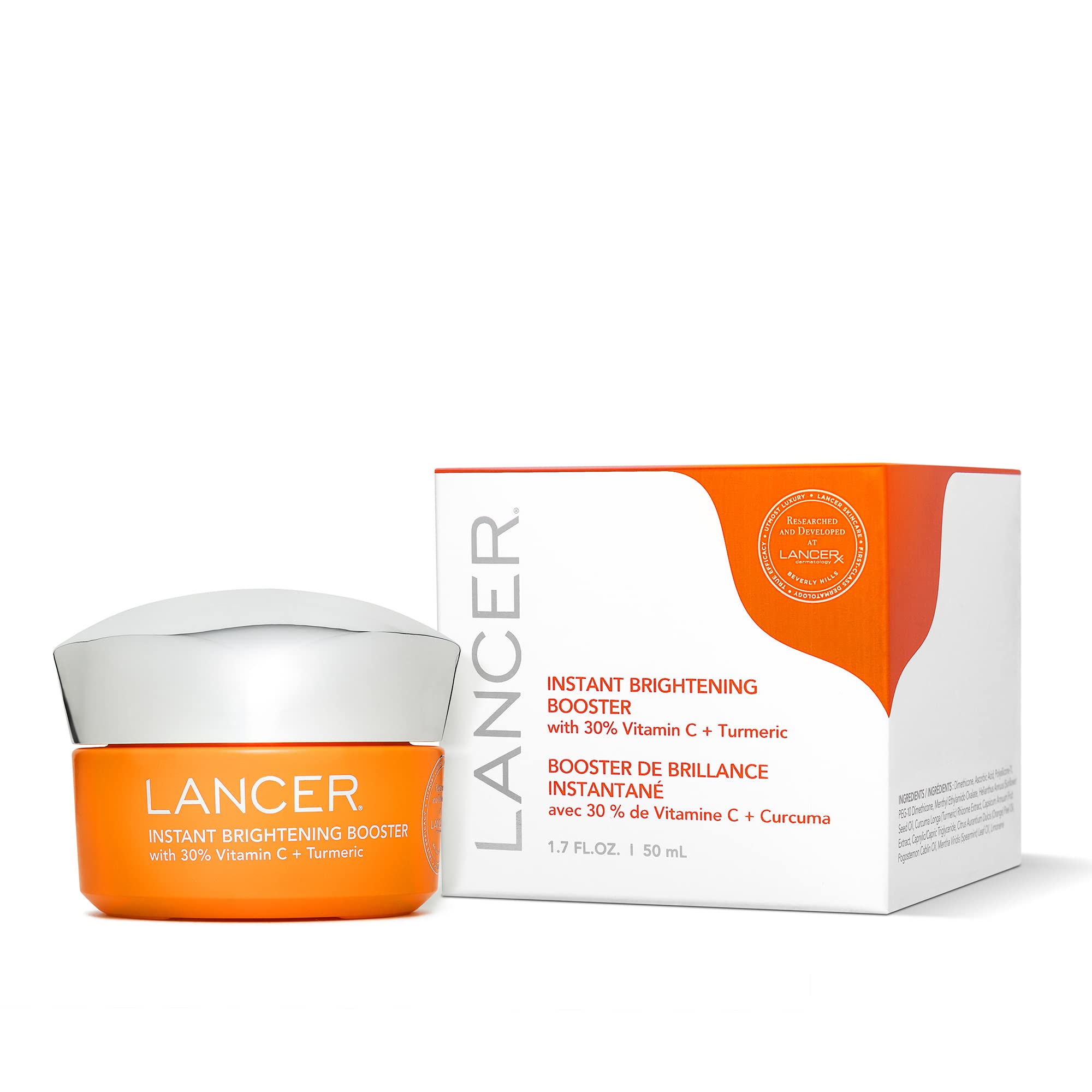 Lancer Skincare Instant Brightening Booster with 30% Vitamin C and Turmeric, Exfoliating Anti-Aging Night Cream, 1.7 Fluid Ounces