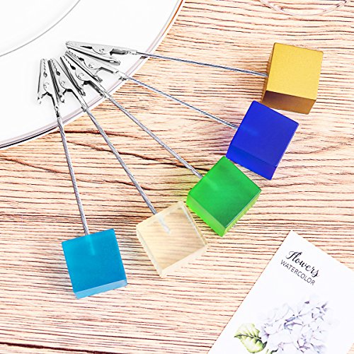Vorcool 10Pcs Cube Base Memo Photo Holder Mother's Day Card Paper Note Clip (Random Color) #TOP7