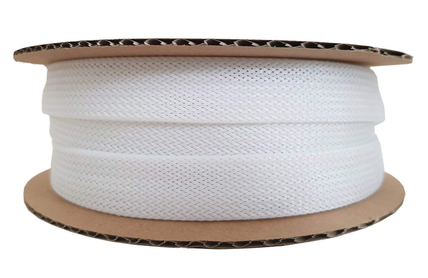 netproshop Geflechtschlauch für Kabelschutz -Isolation und -bündelung Größen ab 2-4mm bis 25-50mm, Farbe:Weiss, Größe:14-30 mm - 25 Meter
