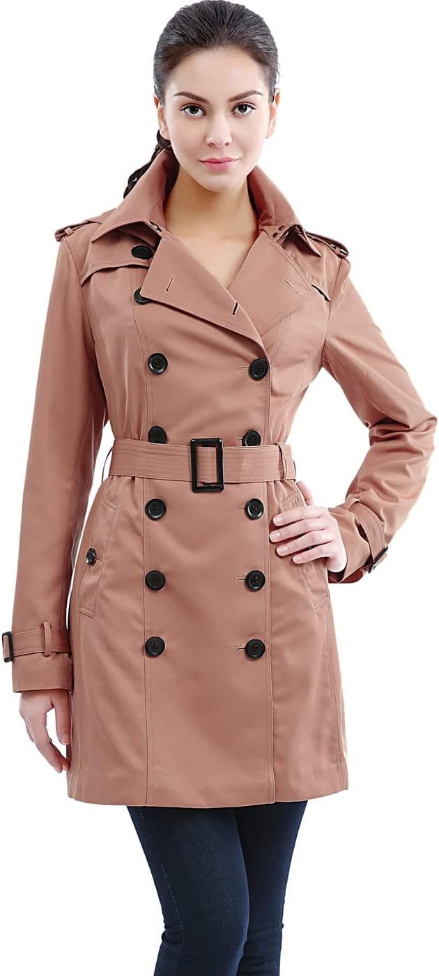 BGSD Women Leah Waterproof Hooded Mid Length Trench Coat