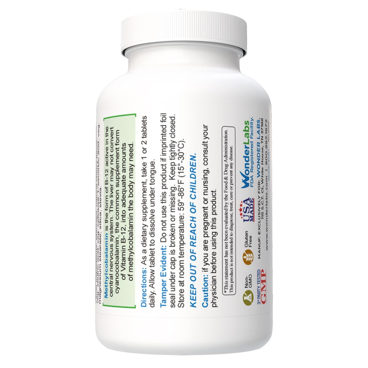 Wonder Laboratories Sublingual Vitamin B12 (1000 mcg), B6 (5mg), Folic Acid(400 mcg) & Biotin (25mcg) - Formulated with Methylcobalamin Vitamin B-12 (250 Tablets) — Amazon image 3