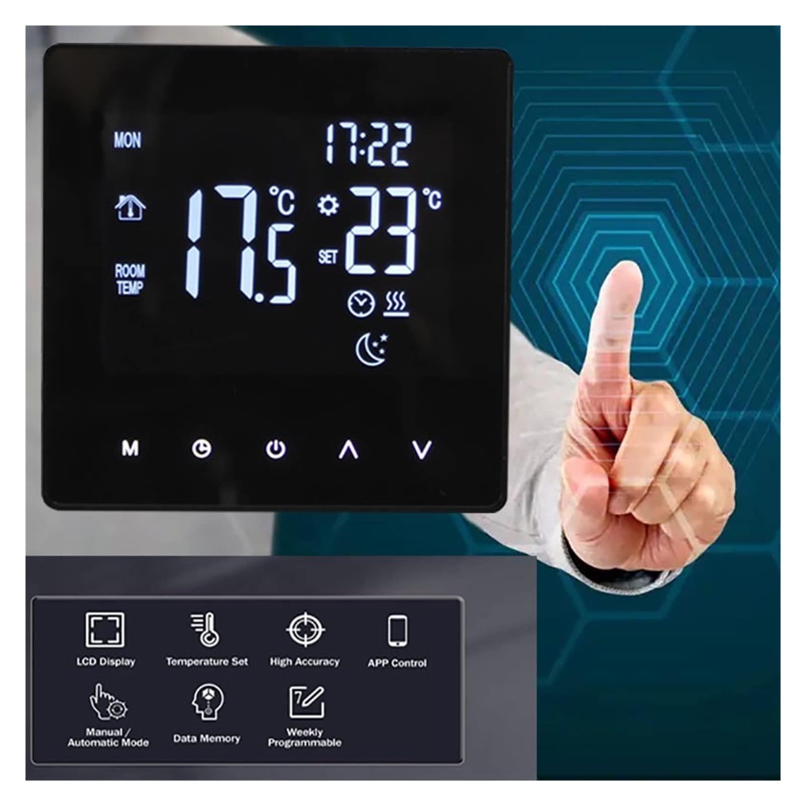 Termometro da interno igrometro digitale TUYA WiFi Smart Termostato Controllo di temperatura Acqua Riscaldamento Pavimento elettrico Caldaia a parete LCD Pannello di controllo della temperatura Con di
