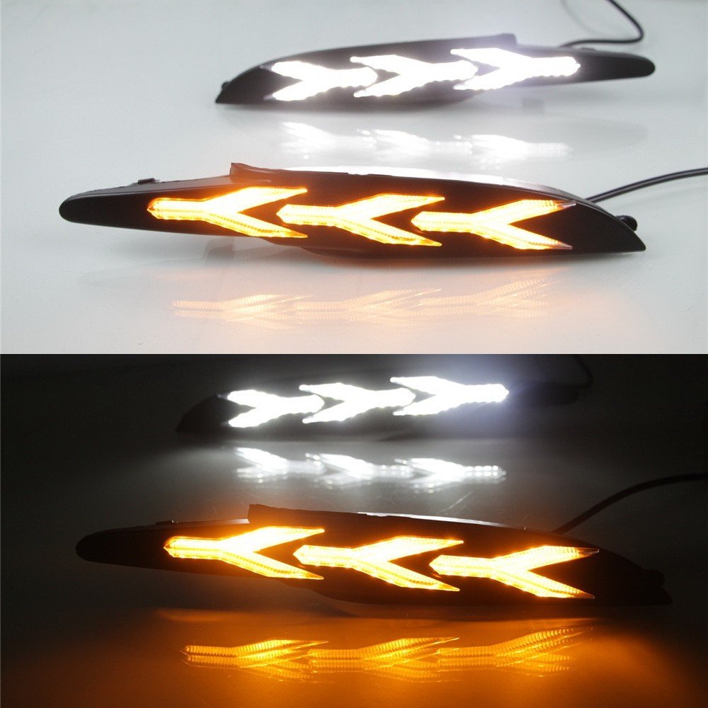 Luces diurnas LED DRL para comaptible for Mazda 3 Axela 2017 2018, LED parachoques delantero DRL + amarillo Streamer luces de señalización