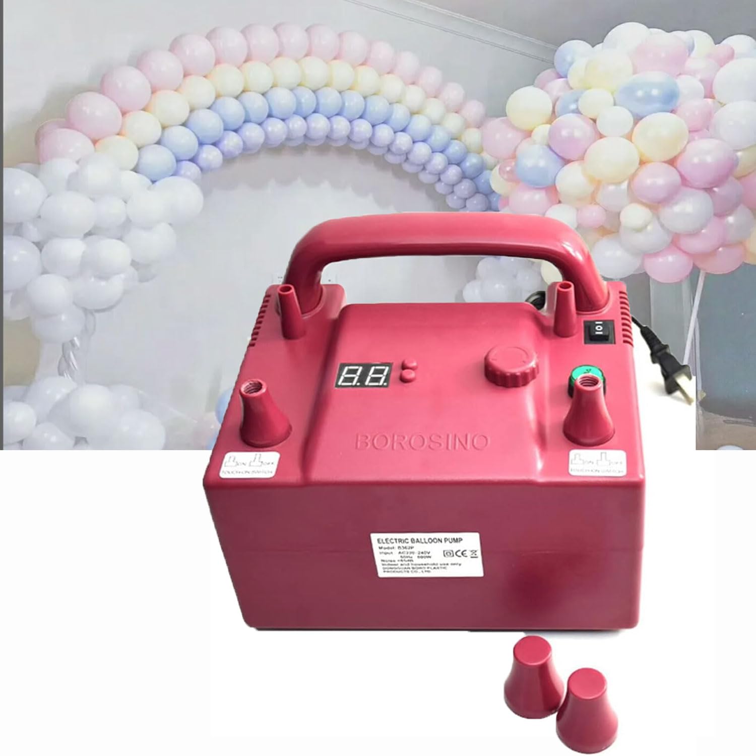 Bomba de Globo de Aire eléctrica de 800 W, inflador de Aire de Globo de Doble Boquilla portátil, con 2 boquillas de inflado, Dos mangueras y un Pedal, para Fiestas, Bodas, cumpleaños, Actividades