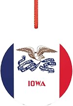 Iowa State Flag Elegant Wedding Christmas Ornament, Mr and Mrs Acrylic Pendant for First Christmas Married