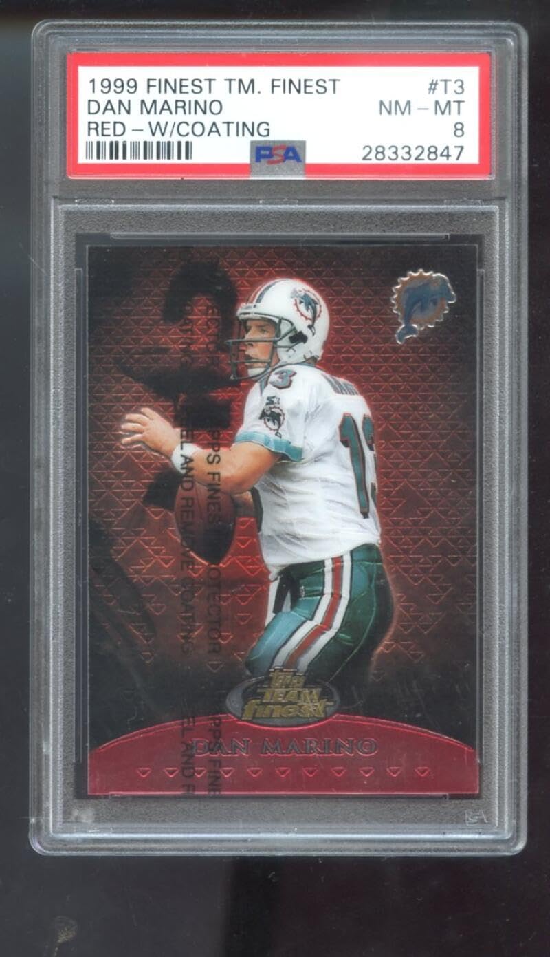 1999 Topps Finest Team Red #T3 Dan Marino PSA 8 Graded Football Card NFL Miami Dolphins