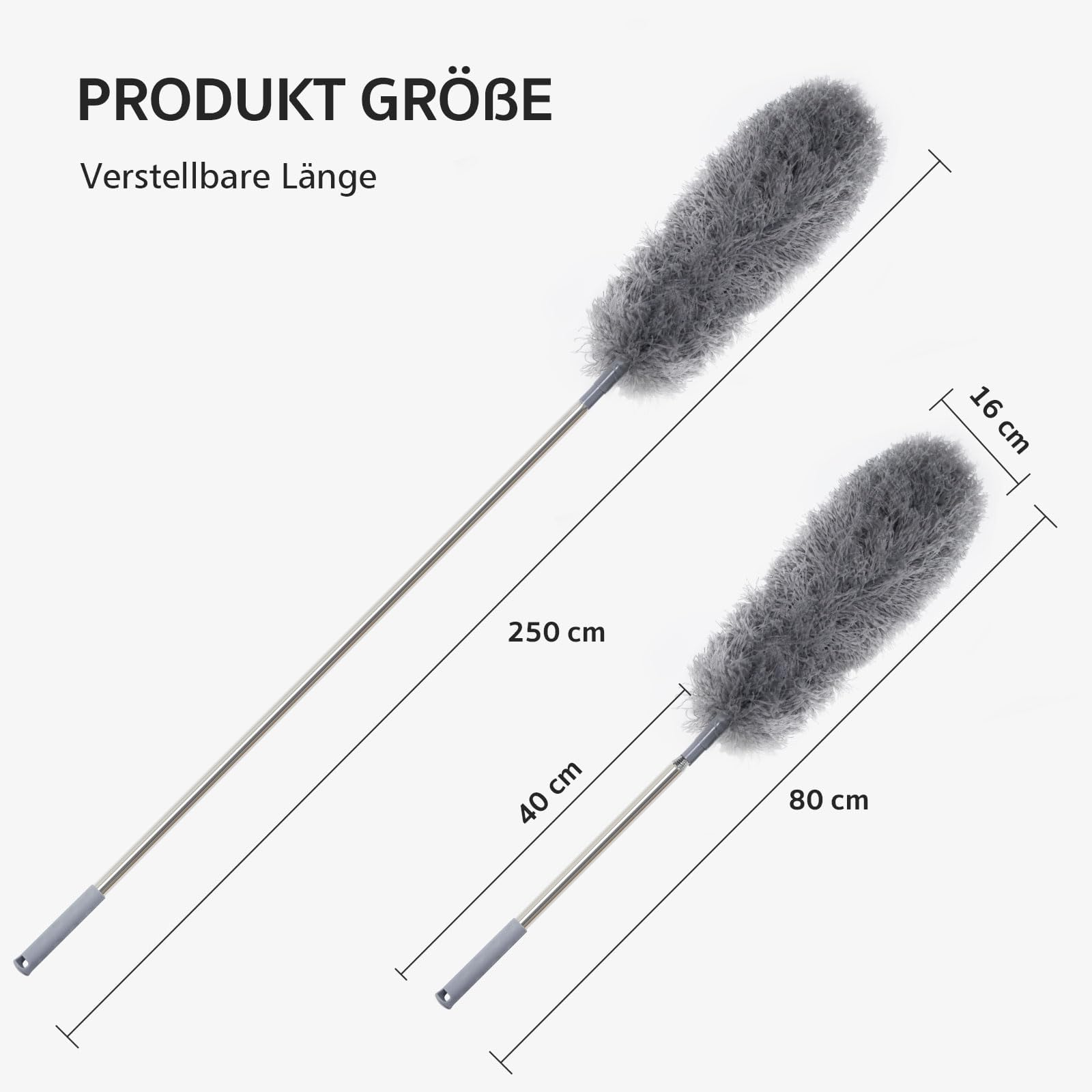 Staubwedel Teleskop Set 9-teilig - Ausziehbar Bis 254cm Mit Mikrofaser-Köpfen