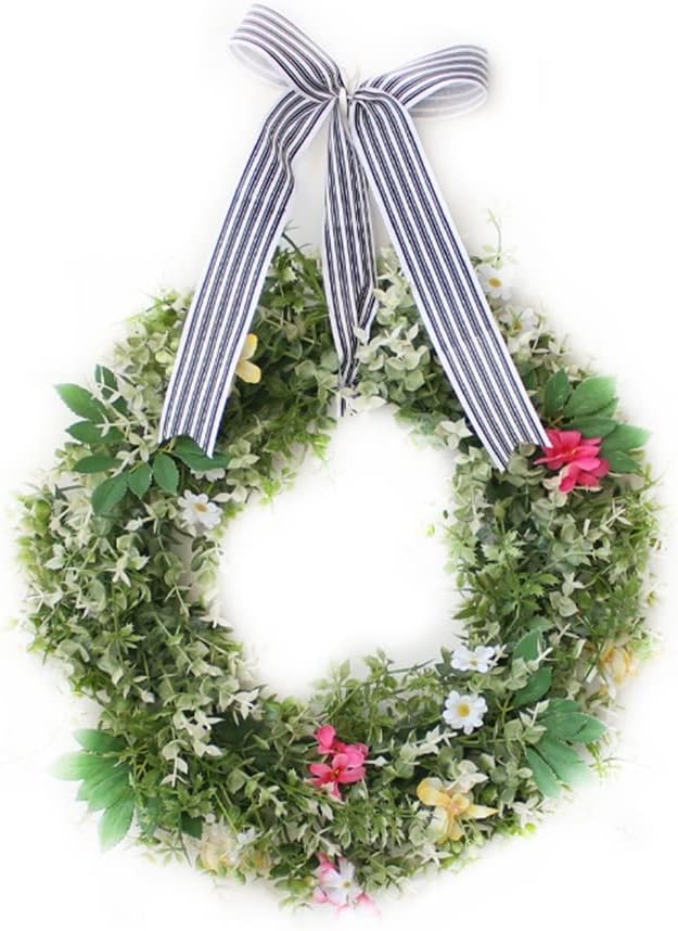 Simulated Green Plant Wreath Door Hanging Home Decoration with Eucalyptus Wreath