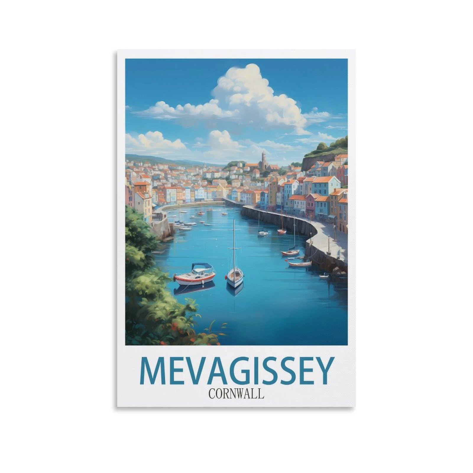 ZBBGGOZ Mevagissey Cornwall Vintage Travel Posters 08x12inch(20x30cm) Canvas Wall Posters And Art Picture Print Modern Family Bedroom Decor